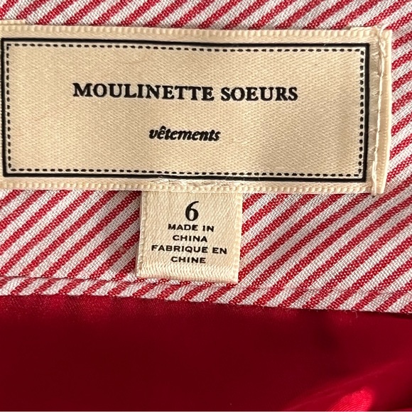 Anthropologie Moulinette Soeurs Red Boucle Tweed Wool. Blend Pencil Skirt Size 6 - Picture 7 of 10